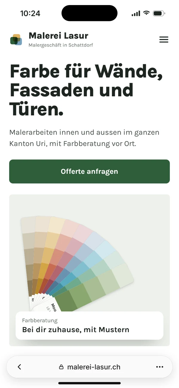 Dieselbe Beispielseite auf dem Handy