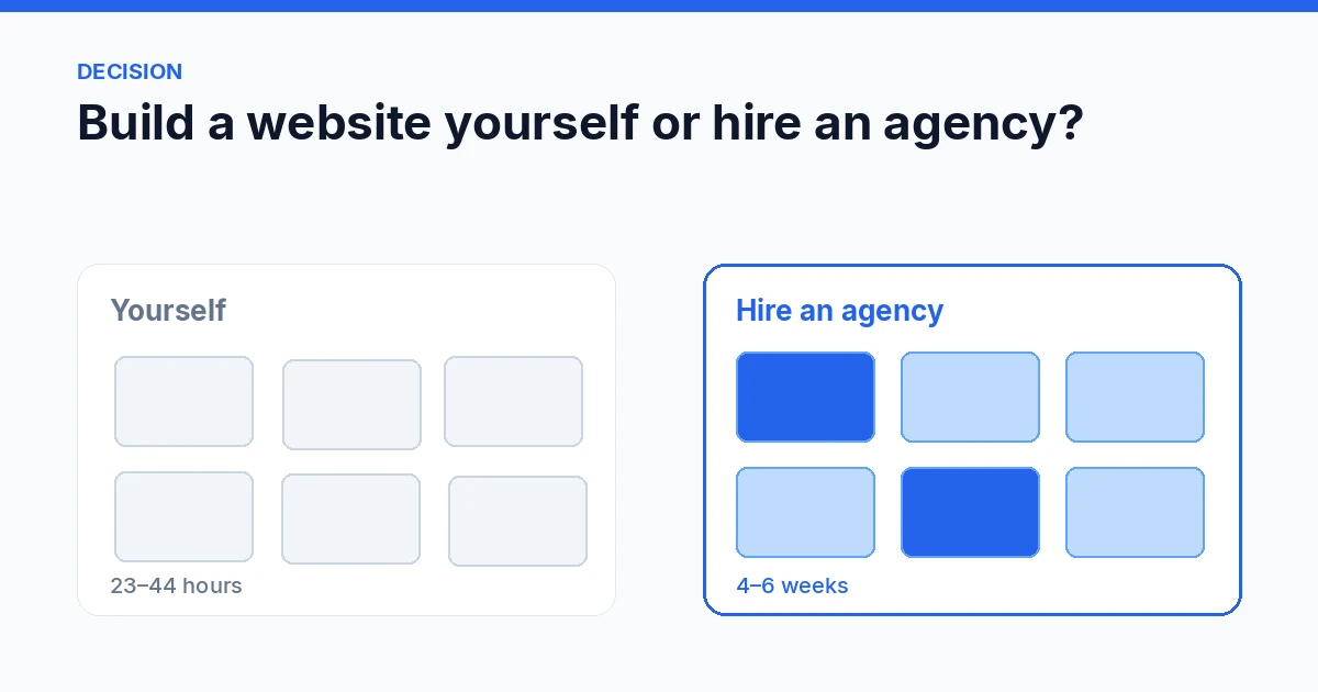 Build a website yourself or hire an agency – time and costs compared