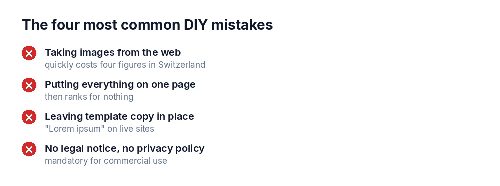 The four most common mistakes when building a website yourself