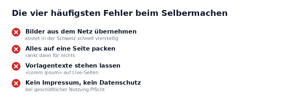 Die vier häufigsten Fehler beim Selbermachen einer Webseite