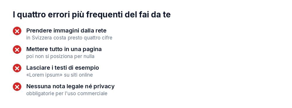 I quattro errori più frequenti nel costruire un sito da soli
